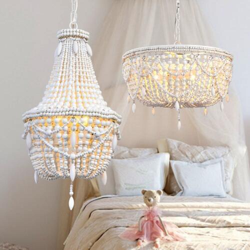 French retro bedroom restaurant chandelier childrens princess room cloakroom porch art creative pendant wood beads chandelier