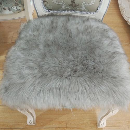 Hot Sale Faux Sheepskin Chair Cover 3 Colors Warm Hairy Wool Carpet Seat Pad Long Skin Fur Plain Fluffy Area Rugs Washable 2021