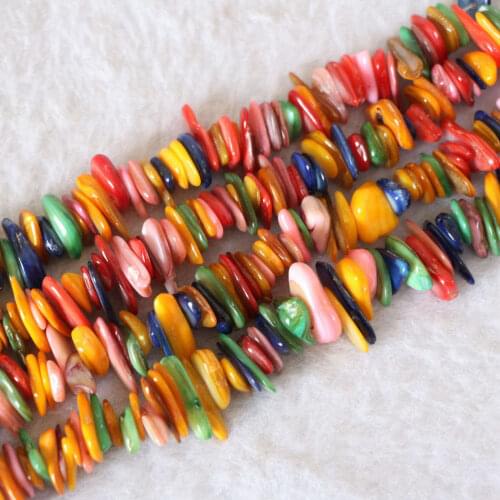 HOT Multicolor shell irregular gravel 5-7mm loose beads diy jewelry 15" B593