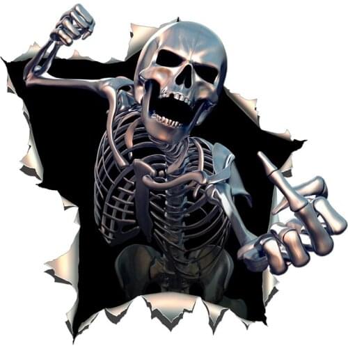 Interesting Car Sticker Angry Skeleton Skull Skeleton with Beard Car Window Accessories Decal Laser Waterproof PVC 15cm X 15cm