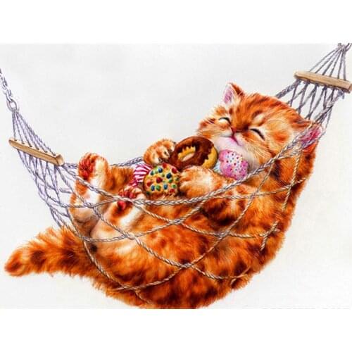 Canvas Size Kamy Yi Full Square/Round Diy Diamond Painting Cat 5D Diamond Embroidery Animal Rhinestones Pictures Home Decor