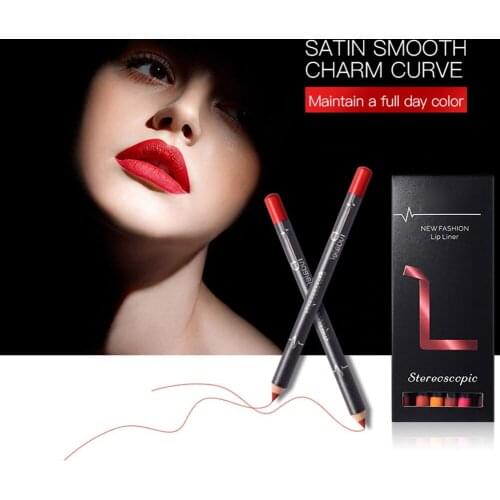 12 Colors Lip Liner Pencil Waterproof Non-Marking Long Lasting Smooth Matte Velvet Lipstick Pencil SSwell