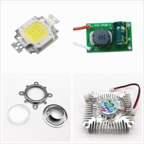 Round hole 44mm Lens kit + 10W Cool White / warm whtie LED + 10Watt Driver + 10w Heatsink DIY