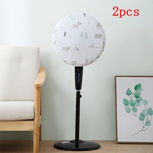 2pc Floor Standing Fan Dust Cover Washable Moisture And Mildew Proof Round Elastic Protective Overlay Print Design Can Be Reused