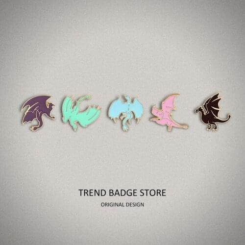 Cartoon Lovely Color Small Flying Dragon Wings Fly Creative Animal Brooch Fashion Badge Ornaments Enamel Label Pins Brooches