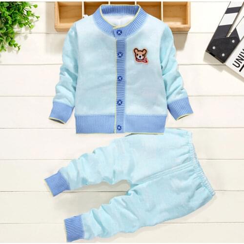 Fashion Toddler Girl Winter Clothes Sets Knitting Girls Clothing Set Long Sleeve Tops+Pants Cartoon Baby Boys Clothes 6-24Months