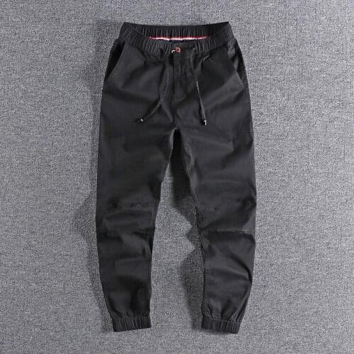 Comfortable drawstring waistline mens casual pants three dimensional cutting European and American 9-point Leggings fashion 66