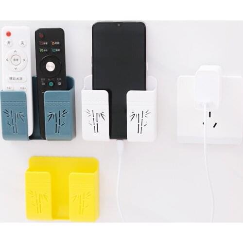 Punch Free Wall Mounted Organizer Storage Box ABS Remote Control Mounted Mobile Phone Plug Wall Holder 99x85x25mm