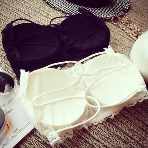 New Summer Sexy Women Slim Thin Lace Strapless Bra Tube Tops Comfortable Padded Brassiere Wrapped Chest