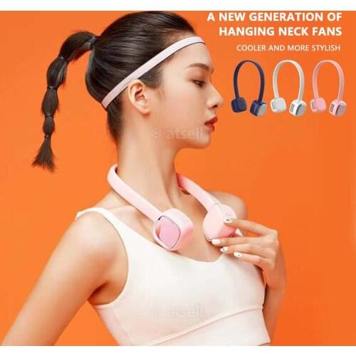 Portable Bladeless Neck Fan Handheld USB Rechargeable Fan Foldable Storage Three-speed Wind Lightweight Creative Summer Neck Fan