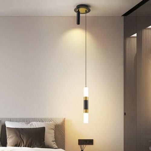 Master Bedroom Bedside Chandelier Simple Modern Personality Creative Designer Style Long Line With Spotlight Bedroom Decoration