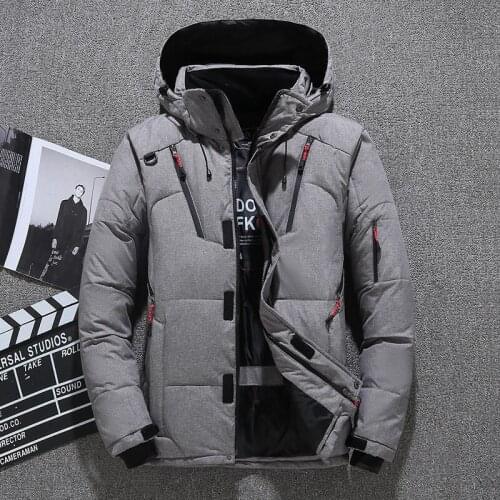 Down Jacket Male Winter Parkas-20 Degree White Duck Down Jacket Hooded Outdoor Thick Warm Padded Snow Coat With Many Pockets Men