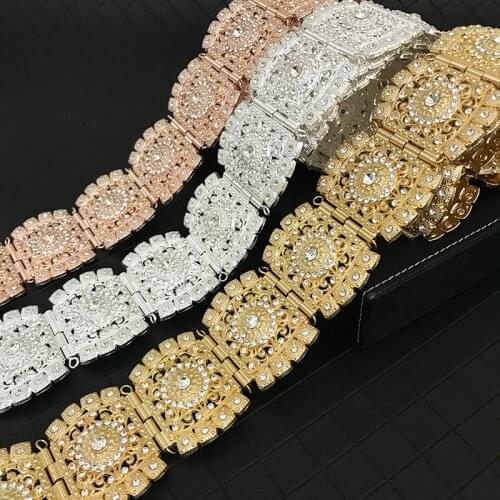 Moroccan Belts Wedding Women Decorative Caftan Waist Chain Court Style Carving Gold Silver Metal Belts