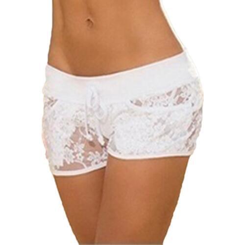 Sexy Women Lace See Through Solid Color Summer Low Rise Clubwear Pants