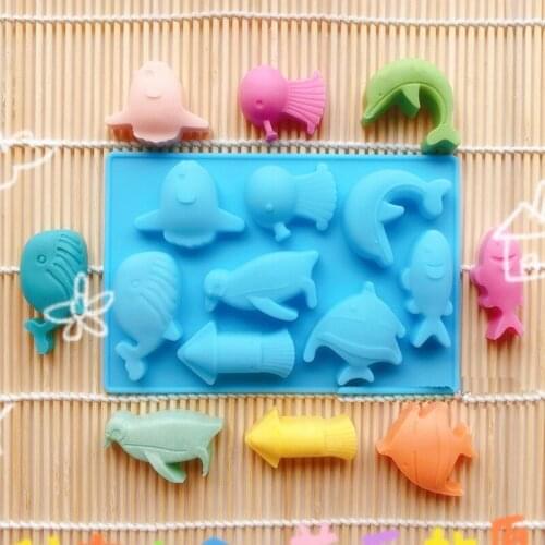 DIY Cute Little Dolphin Whale Shape Silicone Chocolate Mold 3D Handmade Ice Tray Candy Cake Bake Mold Kitchen Cake Mold Tool