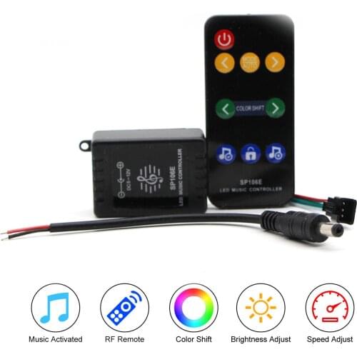 SP106E RGB LED Controller 9 Keys RF Wireless Pixel IC SPI Music controller Colorful WS2811 WS2812B SK9822 SK6812 APA102 Strip