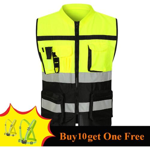 Outdoor Work Reflective Safety Jacket Sports Motorcycle Riding Running Fishing Vest Sanitation Patrol High Visibility