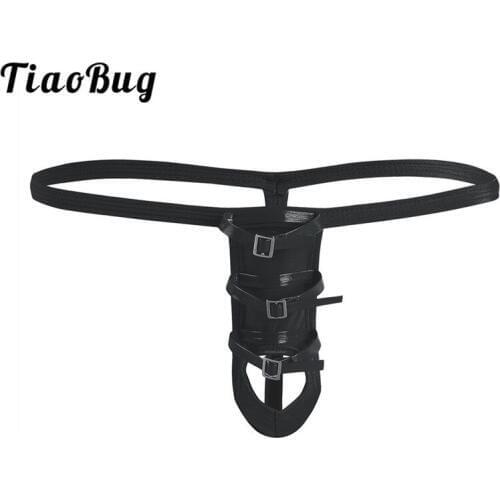 TiaoBug Hot Sexy Men G-string Thongs Strappy Crotchless Bikini Panties Gay Underwear with Penis Hole Male Open Crotch Underpants