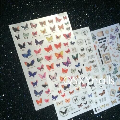 High Quality 50pcs Super Thin Nail Art Adhesive Sticker Decal Summer Colorful Butterfly Design Decoration MG series