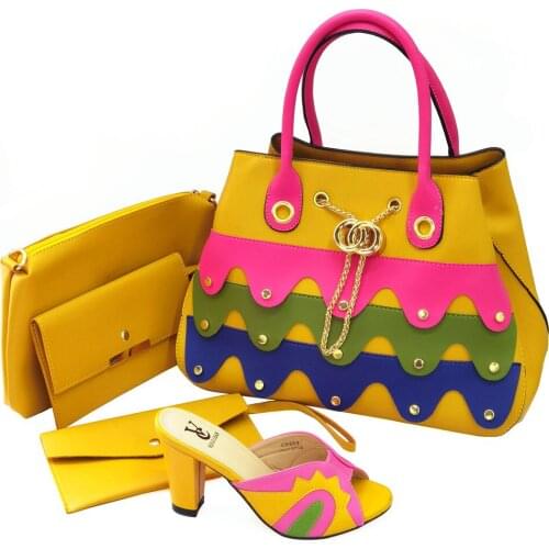 High Quality African Designer Shoes And Bag Set To Match Italian Fashion Party Shoes With Matching Bags Set Yelow Color