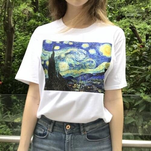 2020 New Summer Woman T-shirt Van Gogh Art Vintage Aesthetic Graphic Print Tee Shirt Femme Harajuku Fashion Korean Clothes Tops