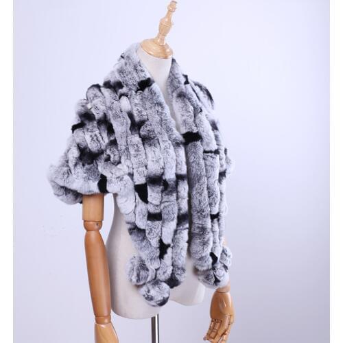Brand New Womens Lady Fashion Genuine Rex Rabbit Fur Shawl Poncho Fur Cape Scarfs Scarves Wraps Real Fur Pashmina