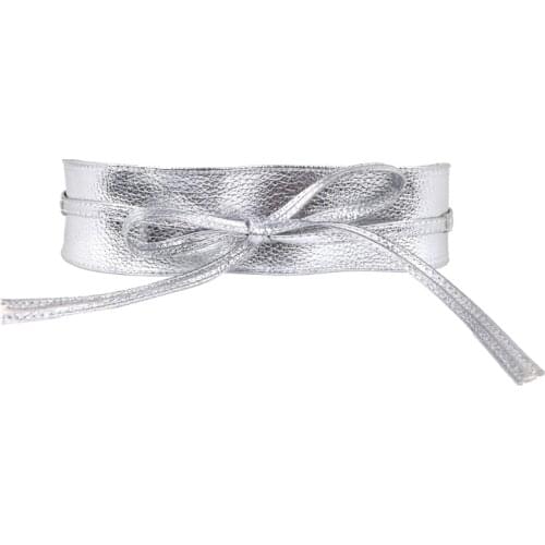 Women Soft Faux Leather Solid Color Waist Belt Bow Tie Wide Wrap Around Boho Corset Vintage Elegant Bodice Waistbnd