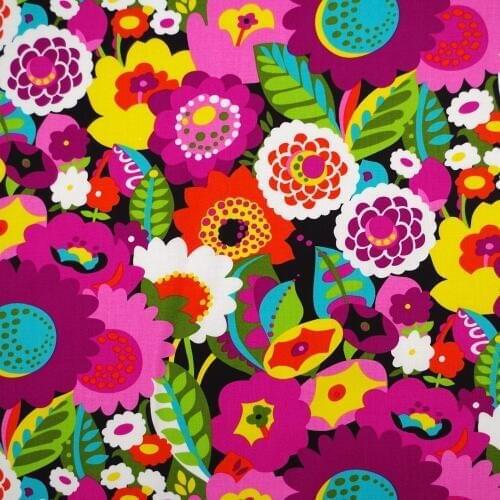 1 yard Cotton Woven Fabric for sewing pathwork, dress, cloth, bedding, hadmaking, Flowers and leaves (width=140cm)