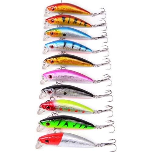 10PCS Minnow Fishing Lure 70mm/8g 3D Eyes Artificial Bait Crankbait Wobbler Hard Bait Bass Perch carp Fishing Tackle SwimBait