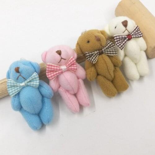 3PCS New 6cm Bow Tie Bear Plush Teddy Bear Joint Bear Cute Plush Bear Wedding Doll Pendant Jewelry