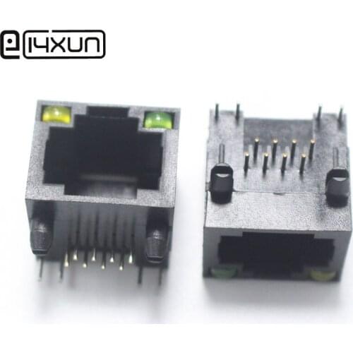 5pcs RJ45 Plastic jack Connectors with LED Light 56 Right Angle Network Socket 8P8C Socket