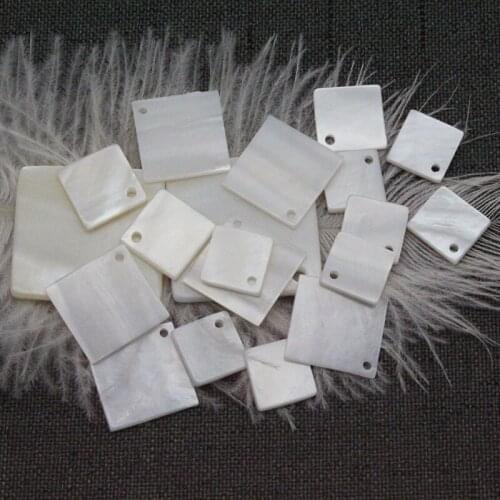 5pcs Natural Freshwater Shell Square Polishing Piece Jewelry Making Handmade DIY Necklace Hair Clip Earring Brooch Accessories
