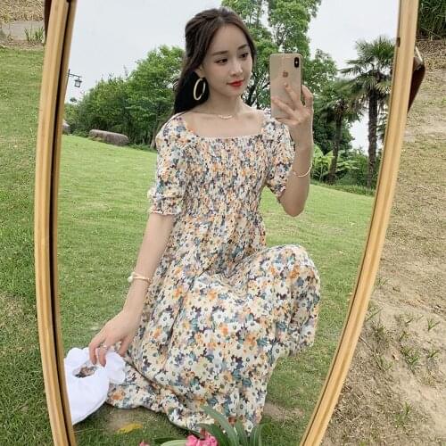 9611# Maternity Dress Summer Daisy Floral Chiffon Short Sleeve Loose Stylish Dress for Pregnant Women Mom Dress