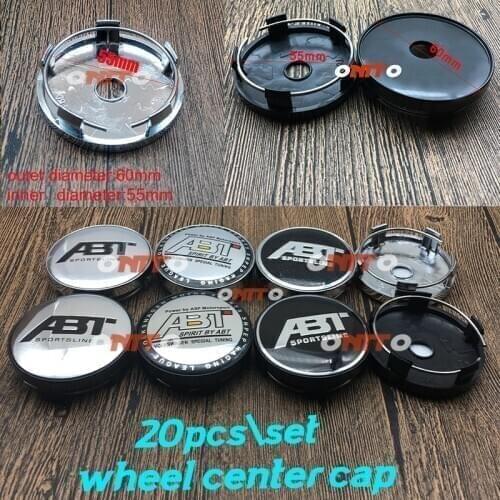 ABT logo Emblem Sticker 60mm 2.36" 20X Wheel Center Cap Dust-proof Car Styling Wheel Cap Cover Auto Decoration Chrome/black base