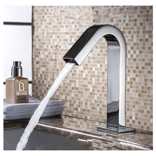 Free ship wall mounted bathroom basin sink sensor square faucet Automatic tap deck mounted single hole