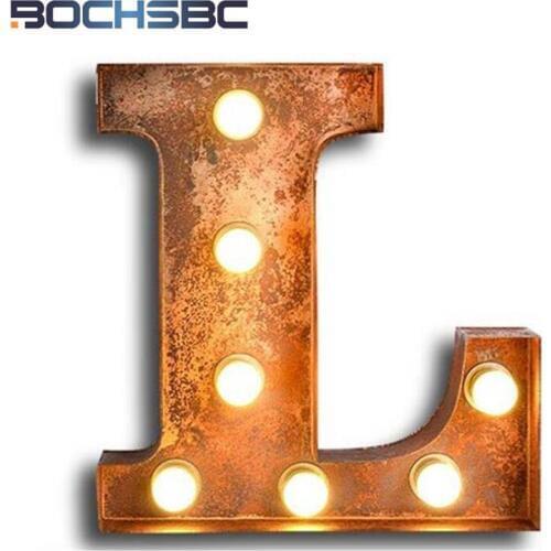 BOCHSBC Art Deco Metal Letter L Lamps for Bar Cafe Living Room Dinning Room Vintage Loft Wall Sconce Lights Lompara de pared