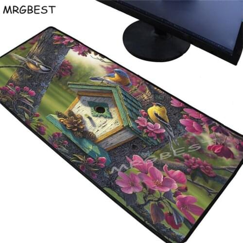 MRGBEST Large XXL Pc Speed Locked Edge Mouse Pad Anime Gamer Game Mousepad for Lol CSGO DOTA Keyboard Mat Cute Bird House