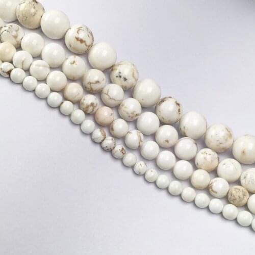 Natural Stone Beads Round Shape Gem White turquoises loose Spacer beaded For jewelry making DIY bracelet necklace accessories