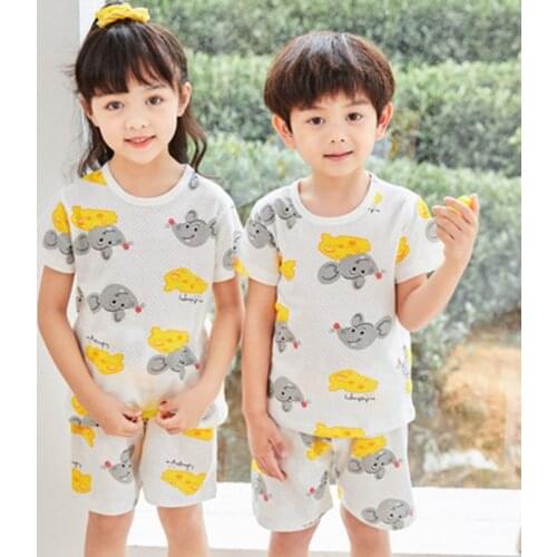 New Summer Boys Baby Clothes 2-12Years Short Sleeve T Shirt+Shorts Girls Sleepwear Outfits Kids Clothing Childrens Pajamas Sets