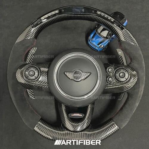 Race display 100% Real Carbon Fiber LED Steering Wheel for MINI