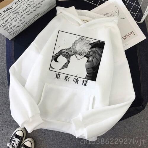 Hot Japanese Anime Tokyo Ghoul Graphic Hoodies Kawaii Clothing Cartoon Kaneki Ken Streetwear Unisex Sweatshirts