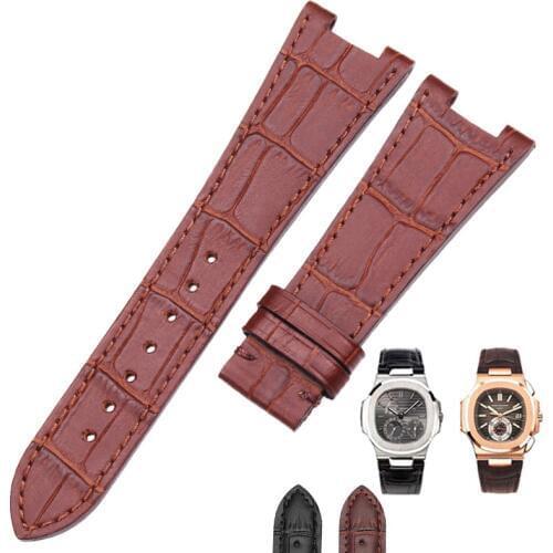 HENGRC High Quality Genuine Leather Watch Band Strap 25*18mm Brown Black Watchband Belt For PP Without Buckle Accessories