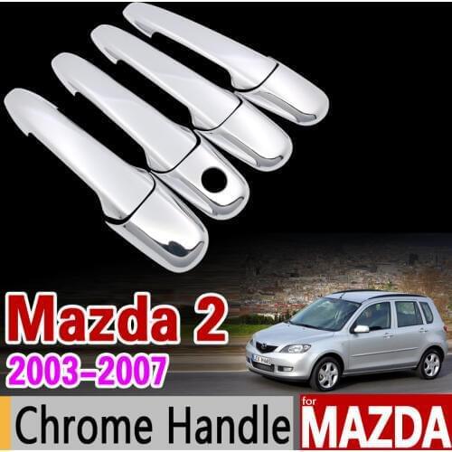For Mazda 2 Demio (DY) 2003-2007 Chrome Handle Cover Trim Set Mazda2 2004 2005 2006 Car Accessories Stickers Car Styling