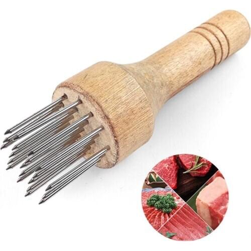 Wood Handle Kitchen Tools Profession Meat Meat Tenderizer Needle With Stainless Steel Meat Tools for Home Kitchen Accessories