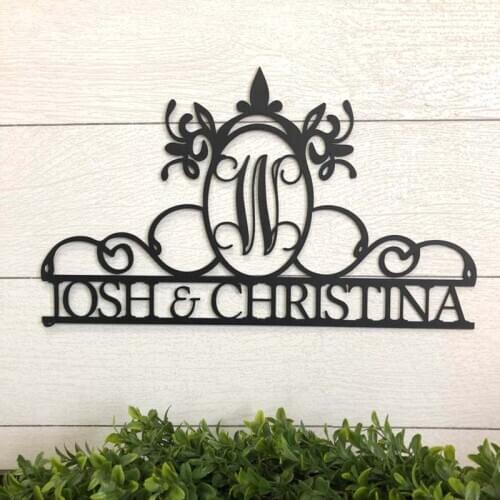 Personalized Laser Cut Acrylic Any Name Wall Decor,Wedding Monogram Sign Outdoor Hanging elegant photo prop wall sign
