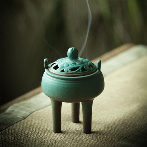 Ceramic antique incense burner Household reflux fragrant incense coil tower indoor tea furnishing articles desk decor