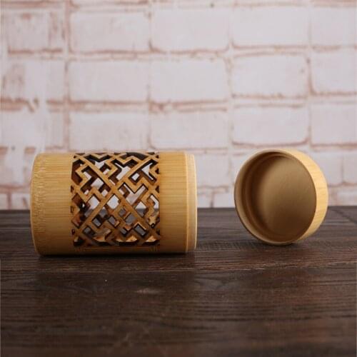 Round Bamboo Sealed Tea Box Dried Foods Jar Container Storage with Lid