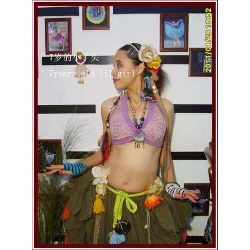 Lace Tribal Belly Dance Bra Top Halter Neck Gothic Top Gypsy Bohemian DJ04