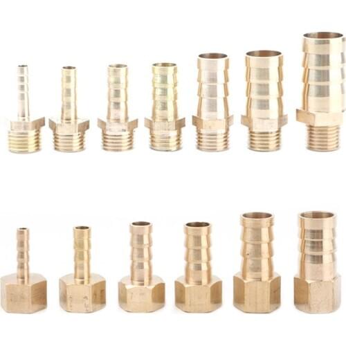 5pcs Brass Connector 1/4" Thread to 4/6/8/10/12/14/16mm Hose Pipe Fitting Coupler Connector Adapter