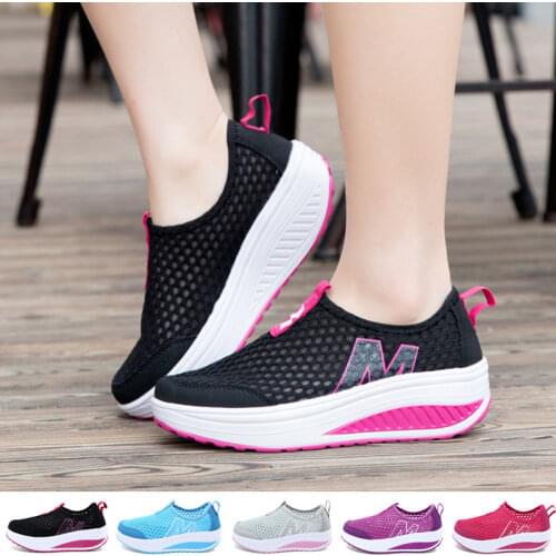 Fashion Shake Shoes for Women Wedge Heels Sneaker Height Increasing Mesh Breathable Casual Shoes Plus Size 35-42